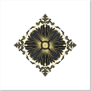 Azulejo - Portuguese Tile Black and Gold Posters and Art